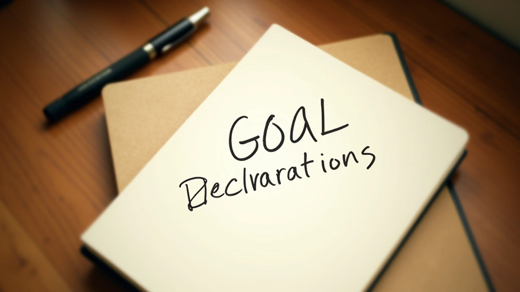 Handwritten goal declaration in elegant calligraphy on quality paper with pen nearby